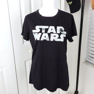 Disney's Star Wars Logo T-shirt, Black & White, Juniors Fit